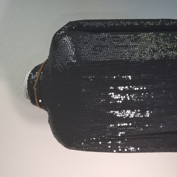 Ivana Trump Vintage Black Sequin Jacket Blazer Size XL Gold Trim Evening Bling - Picture 5 of 14